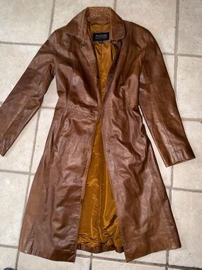 vintage Wilsons Leather brown long trench coat